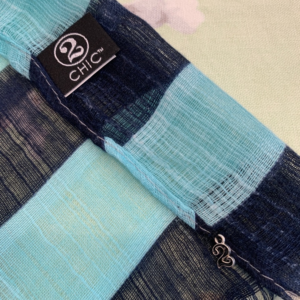 Summer vibes scarf. Light and airy. Ocean and sky Blue. 6 feet x 29”